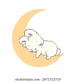 Little rabbit sleeping on the moon. - Powered by Shutterstock