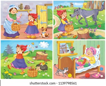 Little Red Riding Hood Fairy Tale Stock Illustration 1139798564 ...