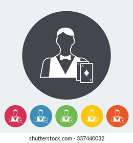 Live Dealer. Single Flat Icon On The Circle Button.  Illustration.