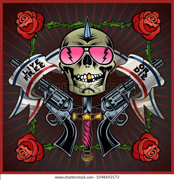 Live Free Die Biker Skull Design Stock Illustration 1048692572 ...