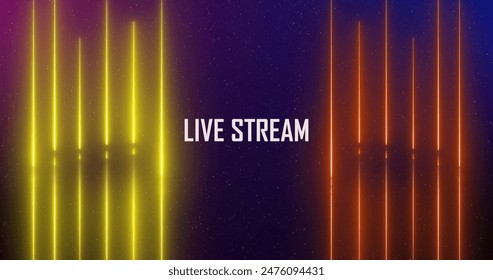 Live Streaming Background Frame - Animated Neon Overlay Template, Gaming Overlay OBS or Stream labs Studio hi-tech overlay for streamers. Features transparent section for desktop scene and face cam