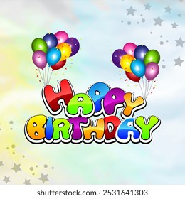 A lively social media post featuring a joyful birthday celebration filled with colorful balloons, confetti, and birthday wishes. Perfect for sharing the excitement of someone's special day with friend - Powered by Shutterstock