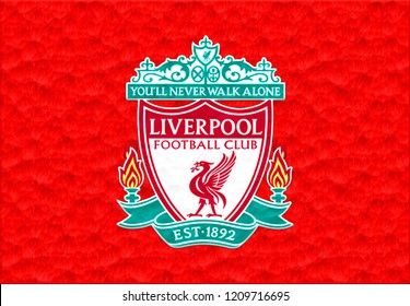 Liverpool, England Feb 01 2018 flag of Liverpool logo  made of plasticine