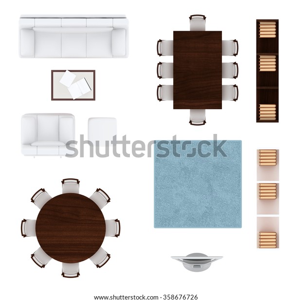 Living Room Furniture Top View Collection Stock Illustration 358676726