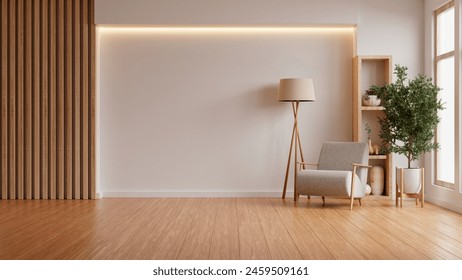 Living room interior have armchair and decor accessories with white color wall- 3D rendering - Powered by Shutterstock