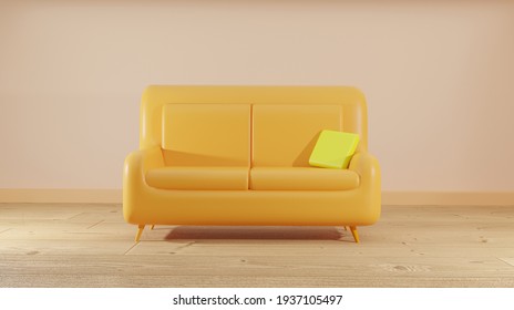 living room interior illustration with single isolated sofa, for web pages, presentations or image backgrounds, 3D background renderings