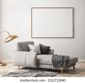 Living Room Interior Wall Mock Up On White Background, 3D Rendering, 3D Illustration
