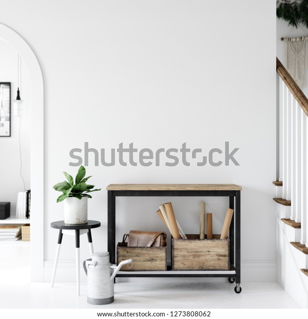 Download Living Room Interior Wall Mockup Wall Stock Illustration 1273808062 PSD Mockup Templates