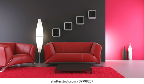 Living Room Setting Couch Armchair Face: ภาพประกอบสต็อก 39998287