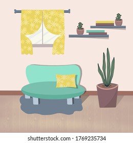 A living room with some interior elements 