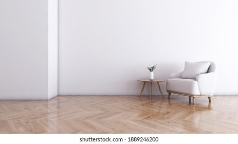 Living Room With Wall Background. 3D Illustration, 3D Rendering