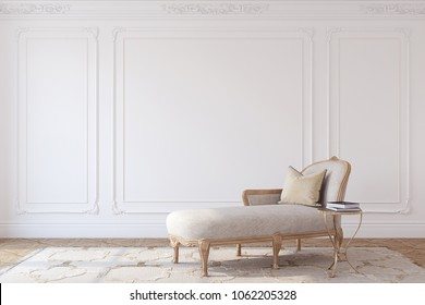 Living-room Interior In French Style. Mockup. 3d Render.