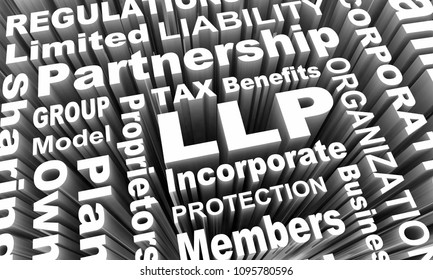 LLP Limited Liability Partnership Business Model Words 3d Render Illustration