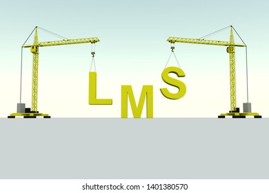 LMS Building Concept Crane White Background 3d Illustration