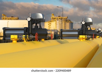 LNG Transport Facilities.LNG Terminal.3d Illustration.