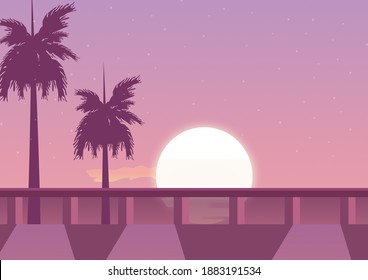 Lo Fi Sunset On Beach Aesthetic Stock Illustration 1883191534 ...