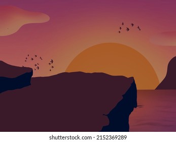 Lo Fi Sunset On Beach Aesthetic Stock Illustration 2152369289 ...