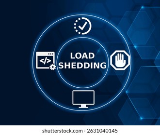load shedding tech concept.A planned interruption of the supply of electricity to avoid overloading the system, often due to high demand.