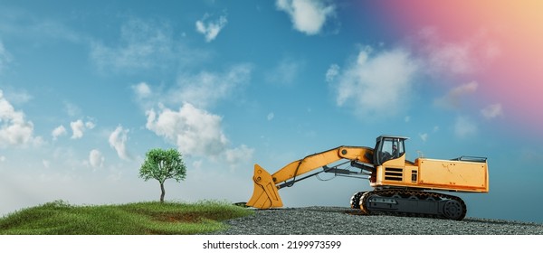 Loader Trying Cut Down Tree Construction Stock Illustration 2199973599 ...