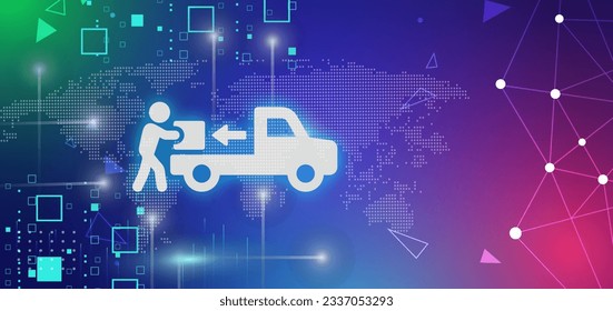 The loader unloads the goods from the truck technology background use banner, etc - Powered by Shutterstock