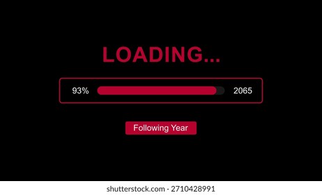 A loading bar displays 93% completion and the year 2065. The bar is red against a black background. Clear details and vibrant colors enhance visual appeal.