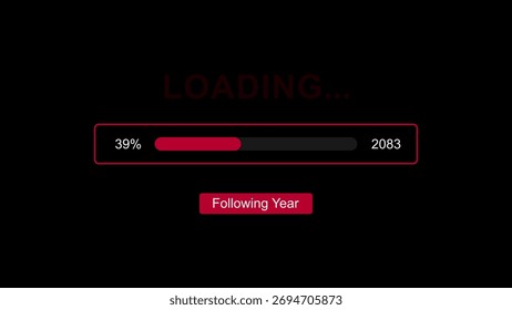 A loading bar shows 39% completion with the year 2083 displayed against a black background. Clear details and vibrant colors enhance visual appeal.