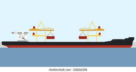 Loading the container on a ship