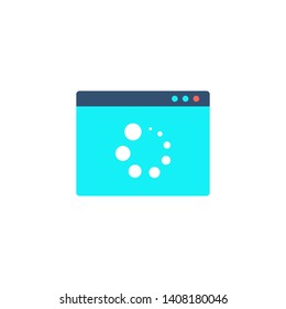 Loading icon. Refresh icon. Browser window with restart sign. Computer network flat style pictogram isolated on white. Symbol, logo  illustration.