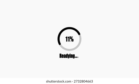 Loading progress bar with 11 percent completion and readying tex