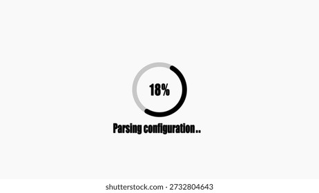 Loading progress indicator with 18 percent complete parsing conf