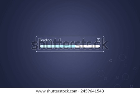 Loading progress screen. Illustration on dark blue background