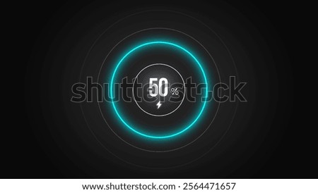 Loading screen at 50%, screen cell phone display while charging battery 50%.