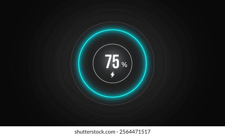 Loading screen at 75%, screen cell phone display while charging battery 75%.