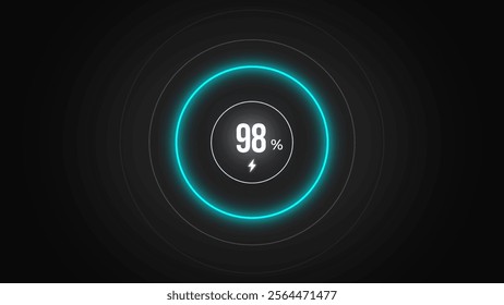 Loading screen at 98%, screen cell phone display while charging battery 98%.
