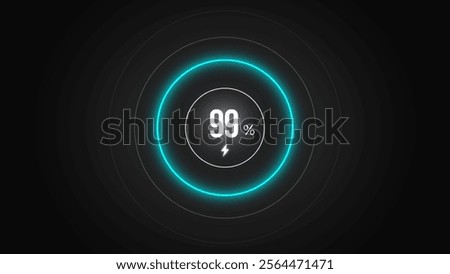 Loading screen at 99%, screen cell phone display while charging battery 99%.