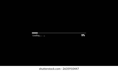  loading symbol or  progress collection. glowing loading 11 percent . Vector infographics set. 4k illustration.