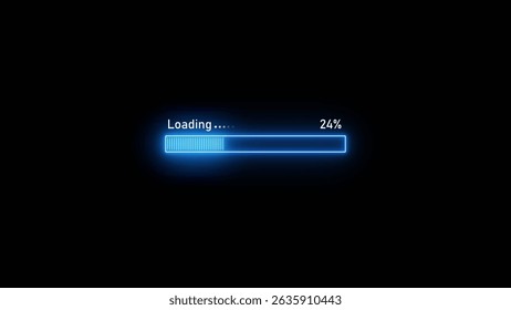  loading symbol or  progress collection. neon glowing loading 24 percent . Vector infographics set.