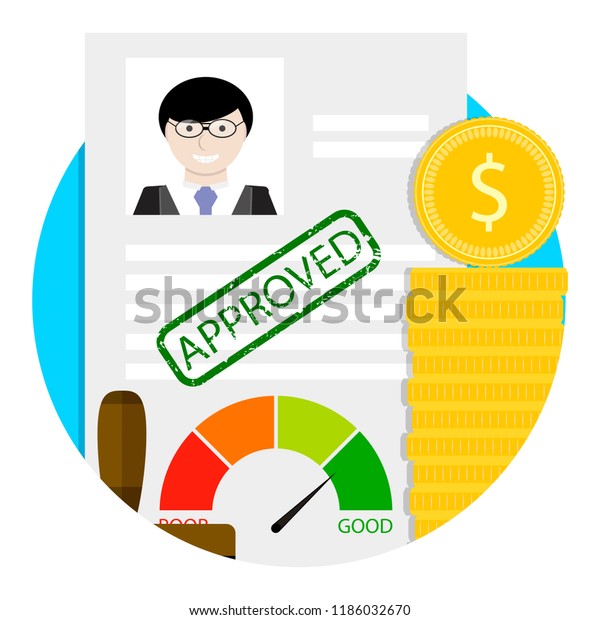 Loan approve emblem.\
business application badge and label, success approved banking\
illustration