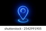  location Icon Neon Light Glowing blue Bright Symbol. Glowing neon location icon. located map pin marker