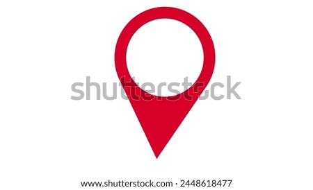 Location indicator on a black background. A map pointer appears. Sight. Sign and pin to indicate route and location on video maps. Information	
