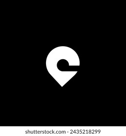 Location logo design with unique creative bite marks in modern style in white on black background. location illustration. suitable for business logo, company, marketing, promotion, food, etc.