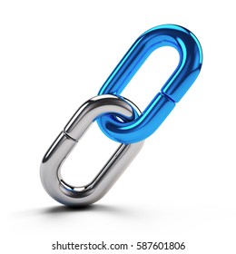 Lock, connection concept - Chain Link icon isolated on white. 3d rendering.