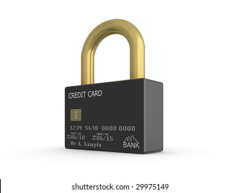 Lock With 'credit Card' Body, To Represent Secure Online Shopping / Payment, Or Identity Theft