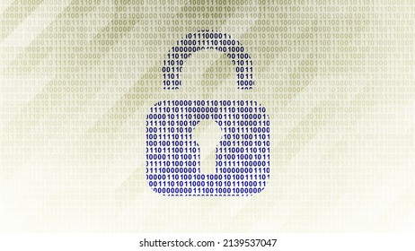 Lock Icon On Binary Code ( Array Of Bits ). Illustration.