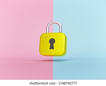 Lock Isolated On pastel abstract background. minimal concept. 3d rendering