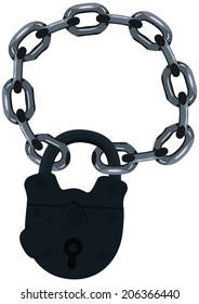 Lock on a chain, raster graphics.