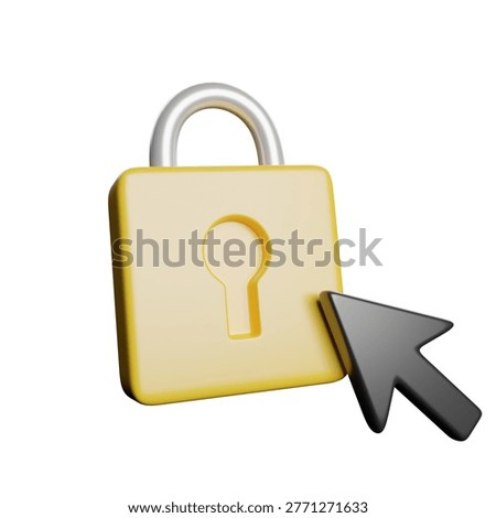 Lock Secutiry Pointer 3D Rendering Illustration