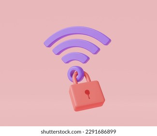 Lock wifi signal icon. Security internet and Private network, wireless internet, Wi-fi symbol, Wireless protection, password, wifi internet security. Wifi lock concept. 3d rendering illustration - Powered by Shutterstock