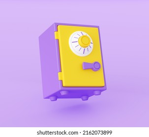 Locked Safe Deposit Box 3d Render Illustration. Closed Locker With Combination Lock For Money Savings Security And Banking Safety Concept. Vault For Currency Storage Or Secret-keeping.