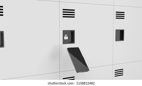 Locker And Smart Phone 3d Rendering